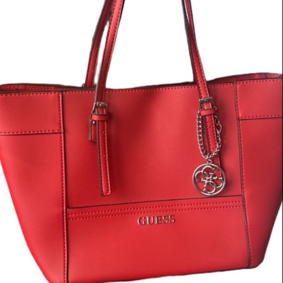 GORGEOUS GUESS Red Shoulder Bag Tote Bag - Picture 9 of 10